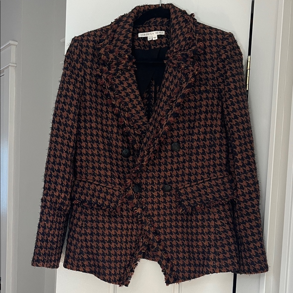VERONICA BEARD Taja Dickey Jacket Blazer in Cognac Multi size 8